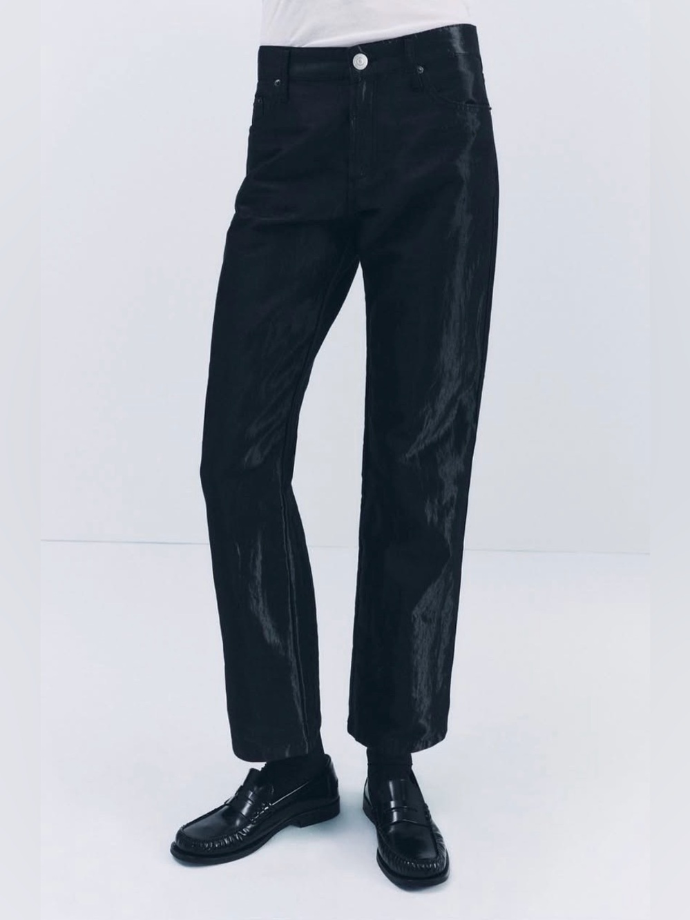 Zara Satin Effect Mid Waist Straight Leg Pants